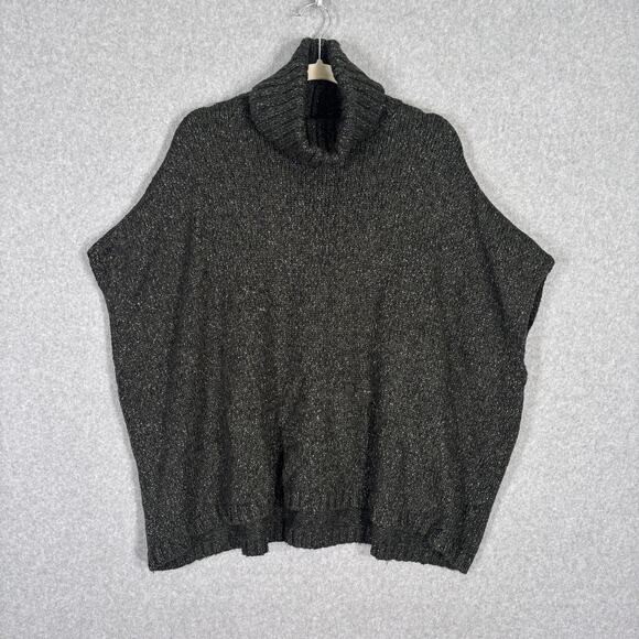 LOFT Poncho Sweater XS/S Hunter Forest Metallic Lounge Comfy Cozy Oversized Cowl - Picture 1 of 12